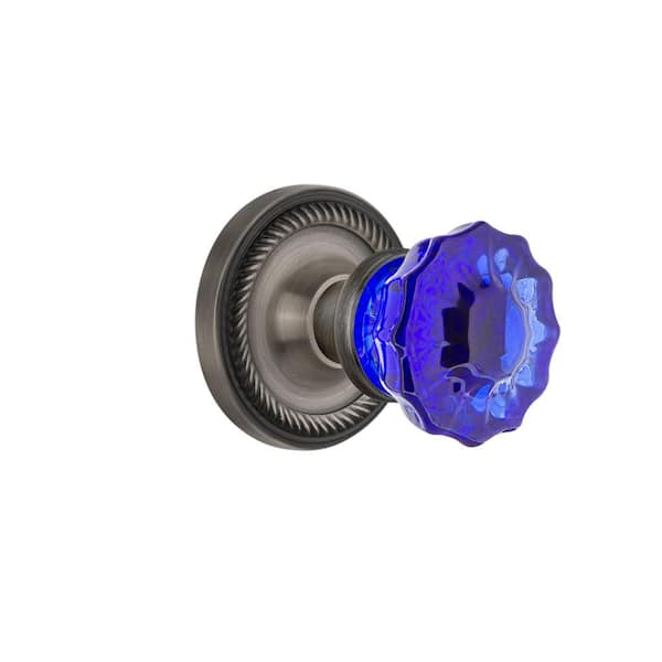 Nostalgic Warehouse Rope Rosette Crystal Cobalt Glass Door Knob Antique Brass Nostalgic Warehouse Rope Rosette Crystal Cobalt Glass Door Knob Antique Brass
