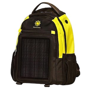 SolarGoPack 12K mAh Battery 5-Watt Size Solar Panel Charger Yellow and Black Solar Backpack