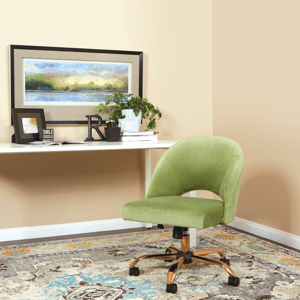 Lula Office Chair in Garden Fabric with Rose Gold Base
