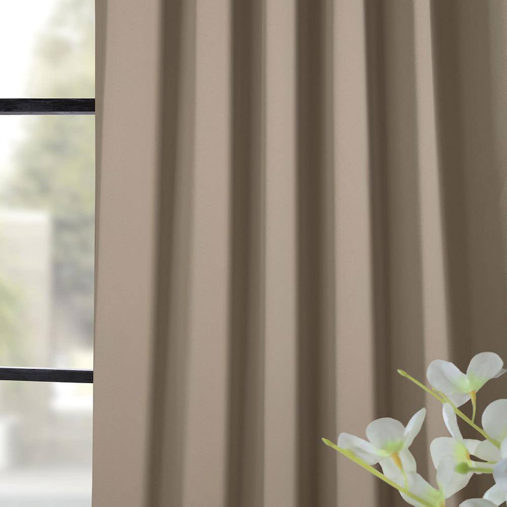 Classic Taupe Polyester Blackout Puddle Length Curtain Panel