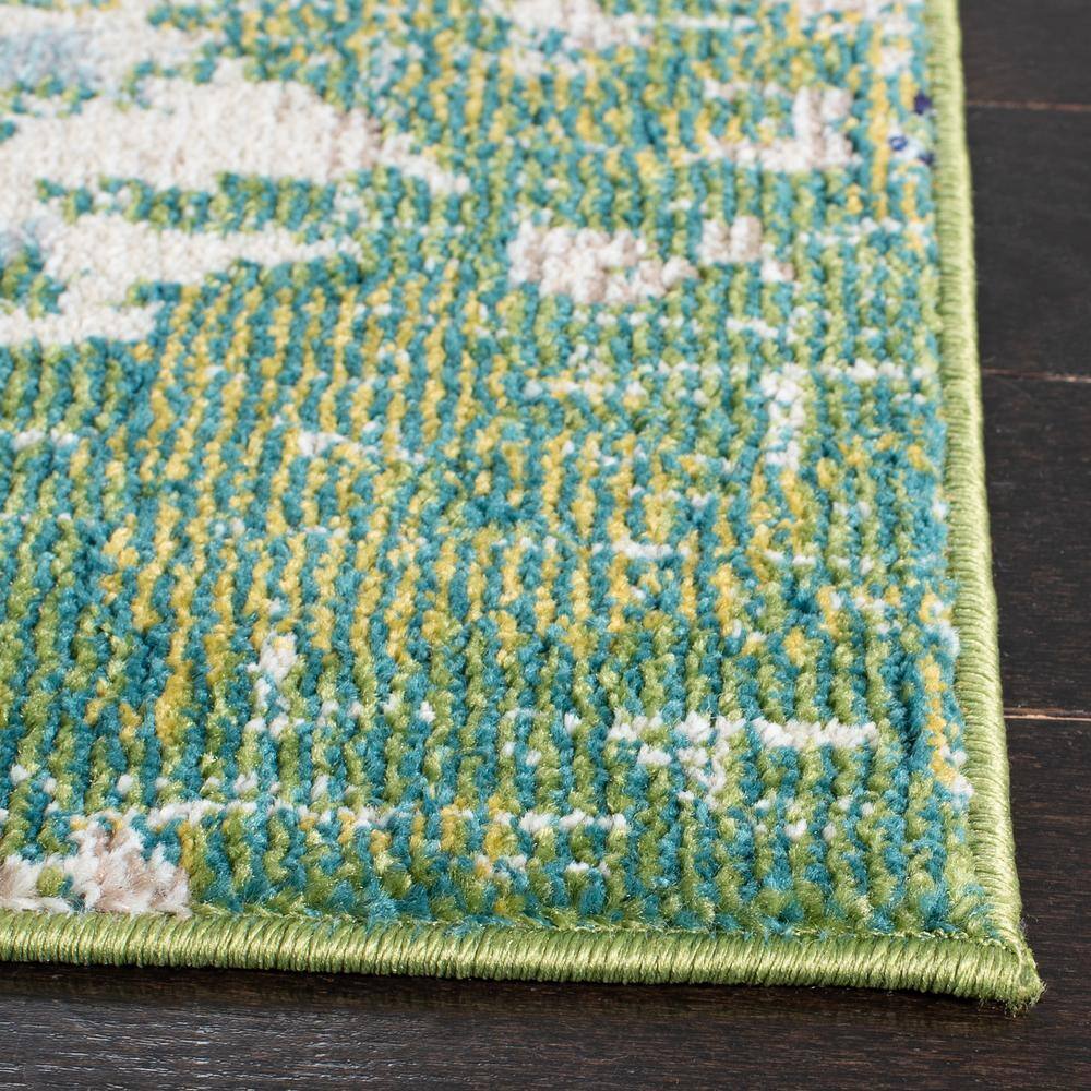 Green and Turquoise Abstract 8' x 10' Synthetic Area Rug
