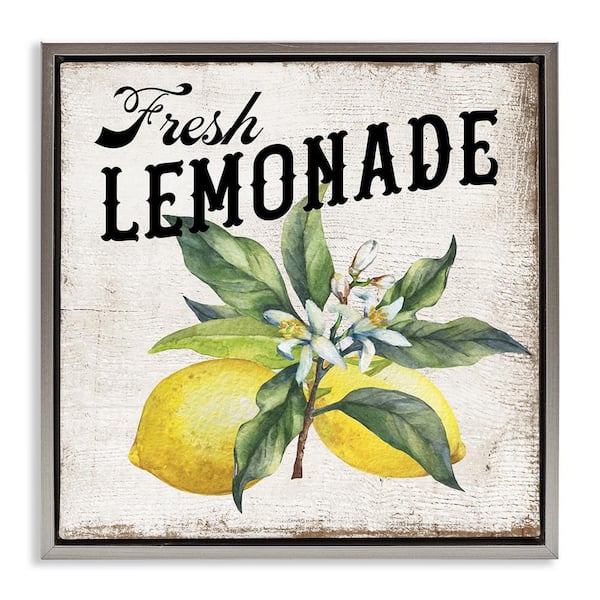 Stupell Industries Rustic Fresh Lemonade by Creatif Belle Gray Floater Frame Food Graphic Art Print 18 in. x 18 in.
