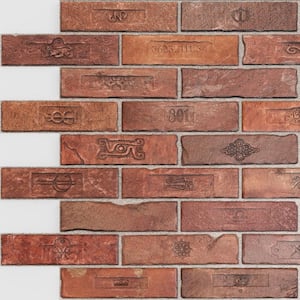 3D Falkirk Renfrew II 1/50 in. x 35 in. x 25 in. Red Brown Faux Bricks PVC Decorative Wall Paneling (5-Pack)