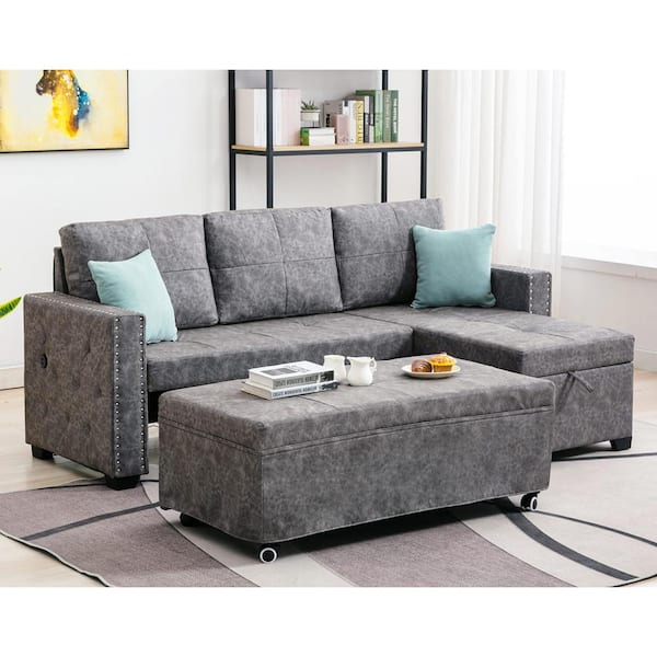 Sofa Bed With Storage Chaise Lounge