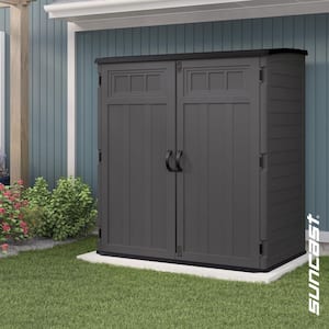 5 ft. 10.5 in. W x 3 ft. 8.25 in. D x 6 ft. 5.5 in. H XL Plastic Resin Vertical Storage Shed in Peppercorn (Gray)