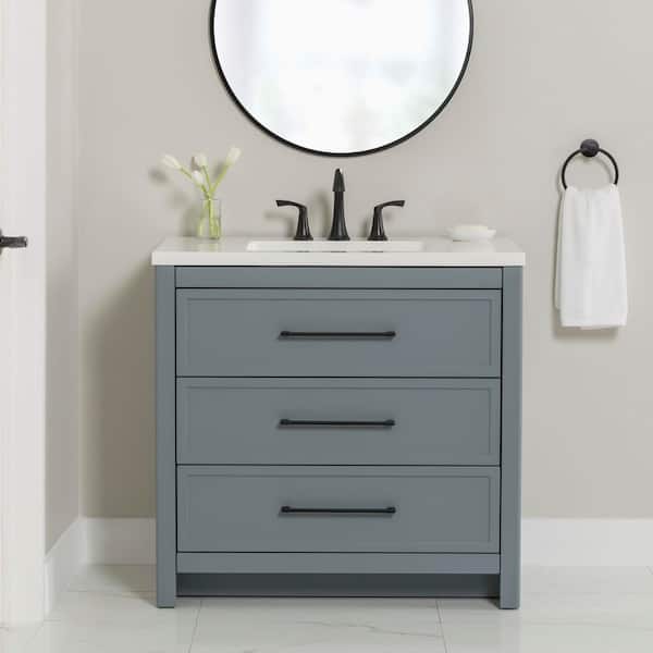 Home Decorators Collection Hailey 37 in. Single Sink Laguna Blue Bath Vanity with White Cultured Marble Top (Assembled)