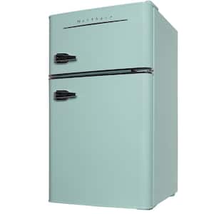 19.1 in. W, 3.2 cu. ft., Retro Mini Refrigerator in Mint Green with Compact Freezer and 7 Temperature Setting