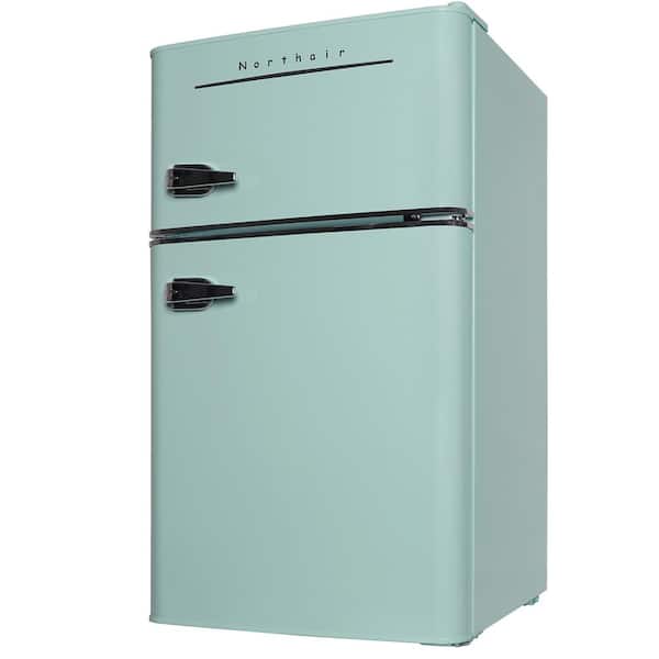 Deeshe 19.1 in. W, 3.2 cu. ft., Retro Mini Refrigerator in Mint Green with Compact Freezer and 7 Temperature Setting