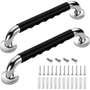 18 in. Exposed Screw Bathtubs and Showers Anti Slip Handicap Grab Bars Handrail in Stainless Steel (2-Pack)