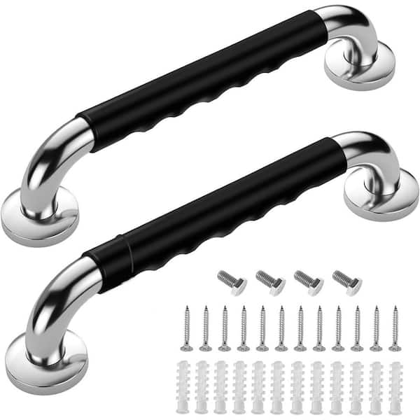 18 in. Exposed Screw Bathtubs and Showers Anti Slip Handicap Grab Bars Handrail in Stainless Steel (2-Pack)