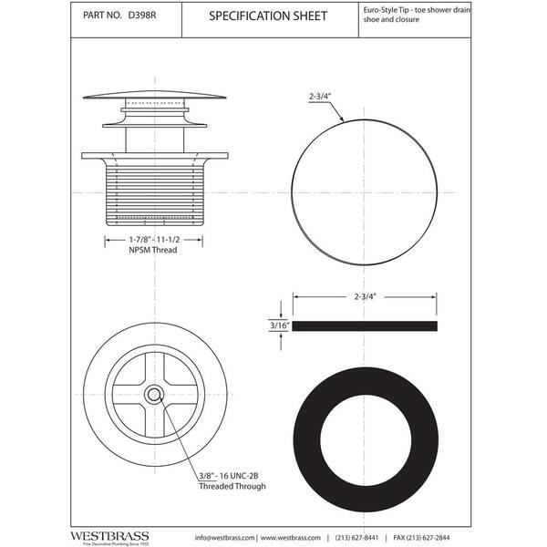 Westbrass A398RK-20 1-1/2 NPSM Coarse Thread Philippines