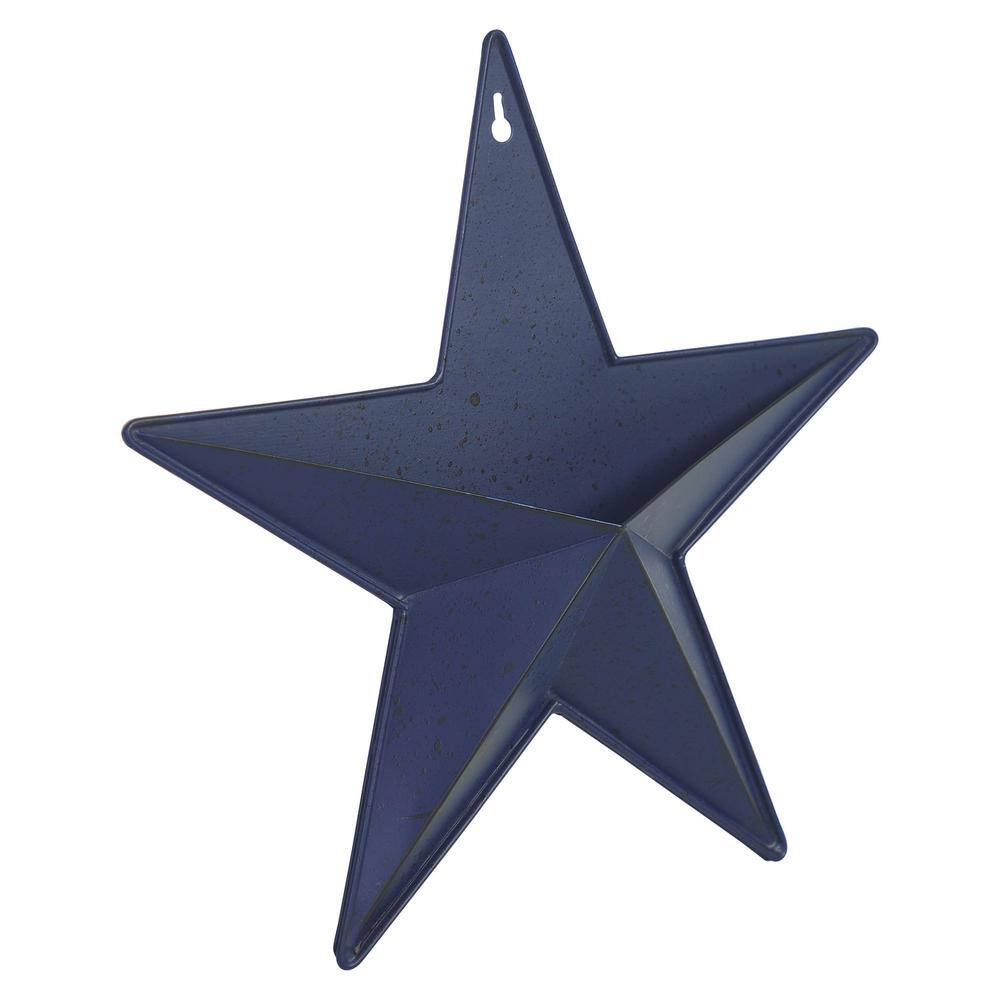 Navy Blue Metal Star Wall Hanging with Display Pocket