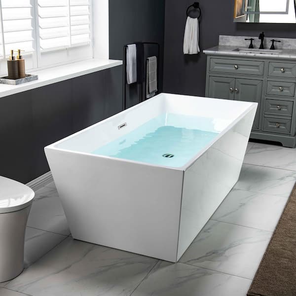 WOODBRIDGE Grandale 67 in. Acrylic FlatBottom Rectange Bathtub