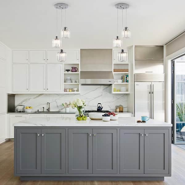 3-Light Chrome Modern Classic Style Crystal Chandelier for Kitchen Island with No Bulbs Included