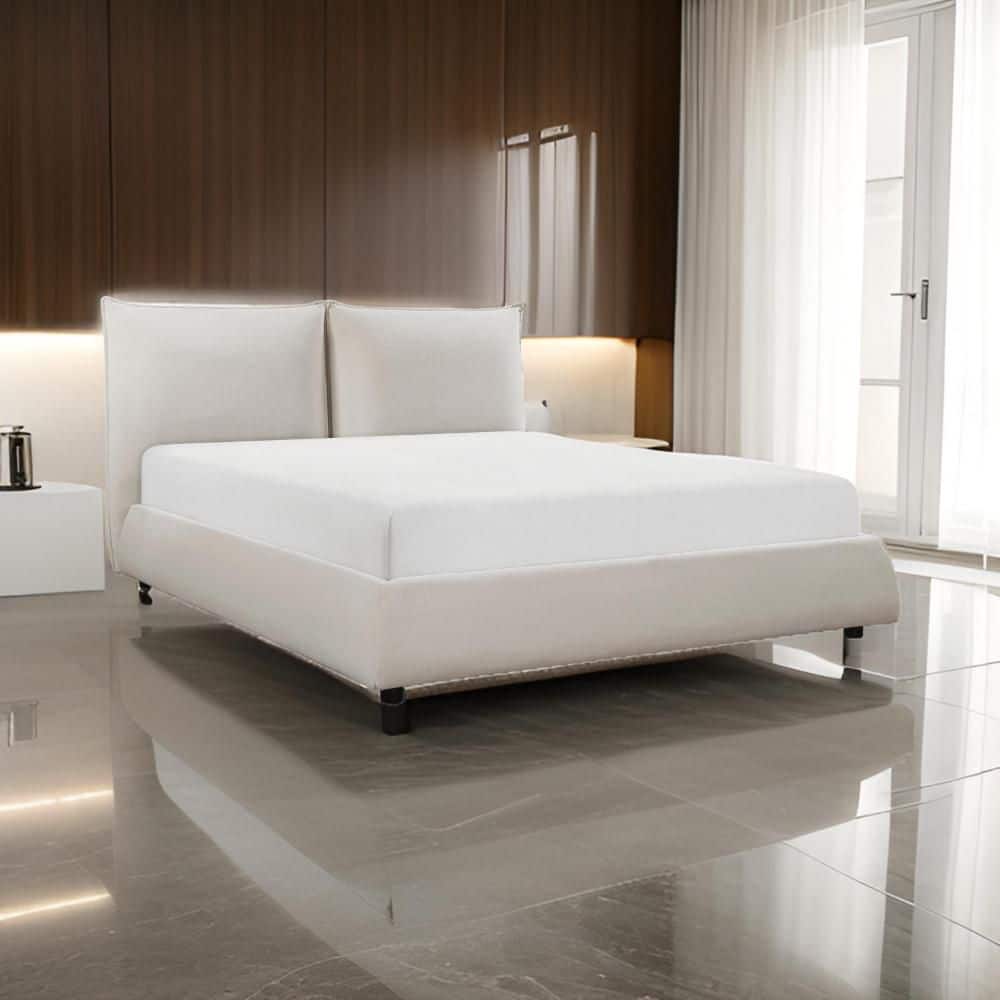Inna Beige and Black Wood Frame Queen Size Platform Bed