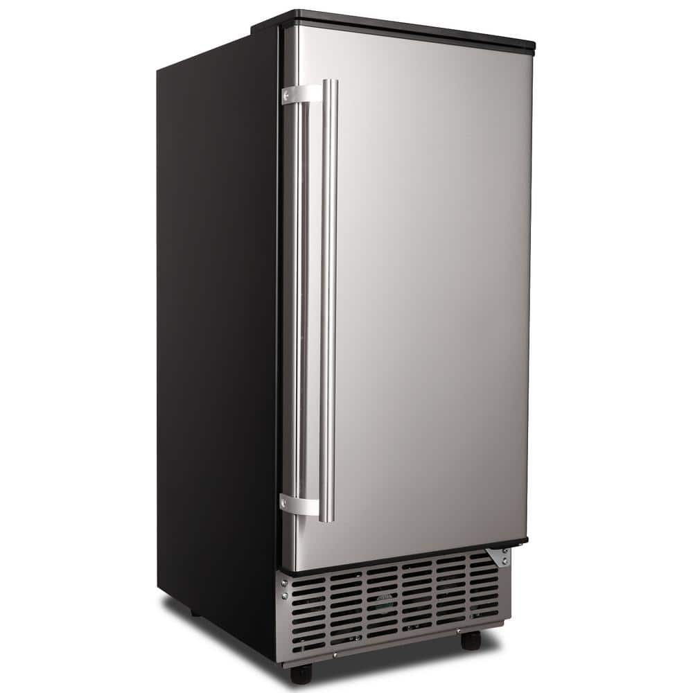 Phivve 15 in. W 80 lb. Freestanding Ice Maker in Stainless Steel, Silver
