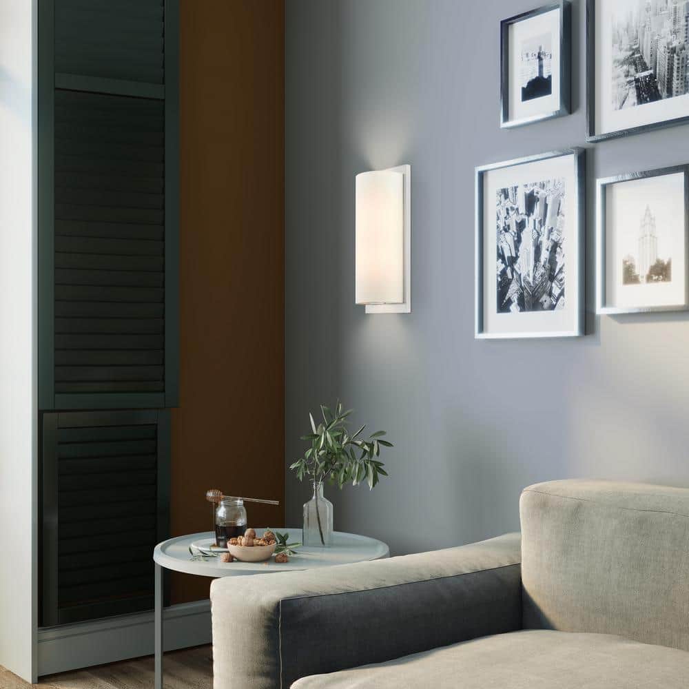 Brushed Nickel 2-Light Sconce with Off-White Fabric Shade