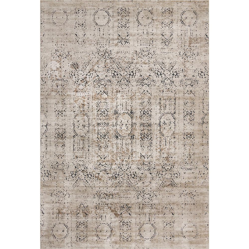 Elegant Quincy Chateau Beige Medallion 10' x 14' Easy-Care Rug