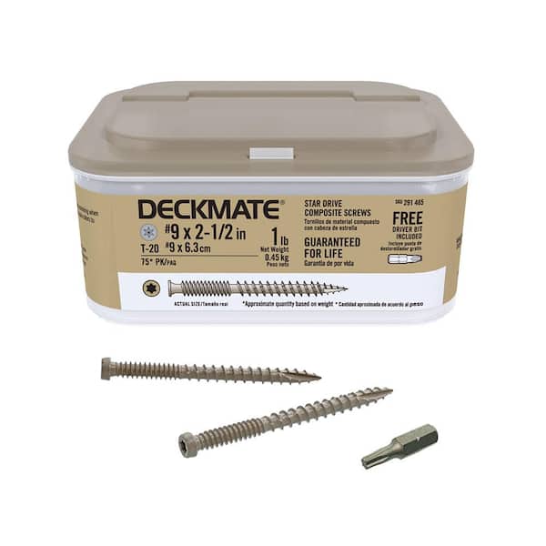 DECKMATE #9 x 2-1/2 in. Coarse Tan Polymer-Plated Steel Star-Drive Composite Deck Screws (1 lb. per Box)