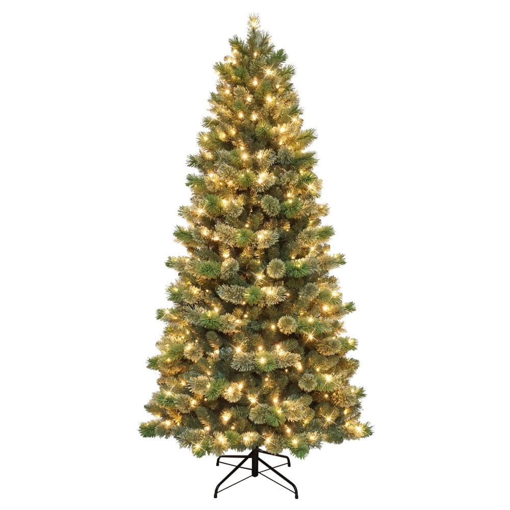 Puleo International 7.5 ft. Pre-Lit Slim Oklahoma Pine Artificial