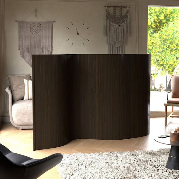 RED LANTERN Bamboo Wave 48 in. Dark Mocha 1-Panel Room Divider BF