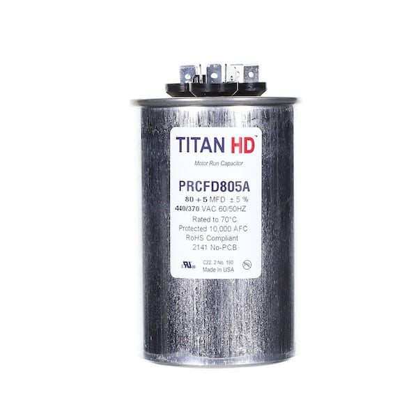 80 Plus 5 MFD, 440-Volt/370-Volt Dual Voltage Round Run Capacitor