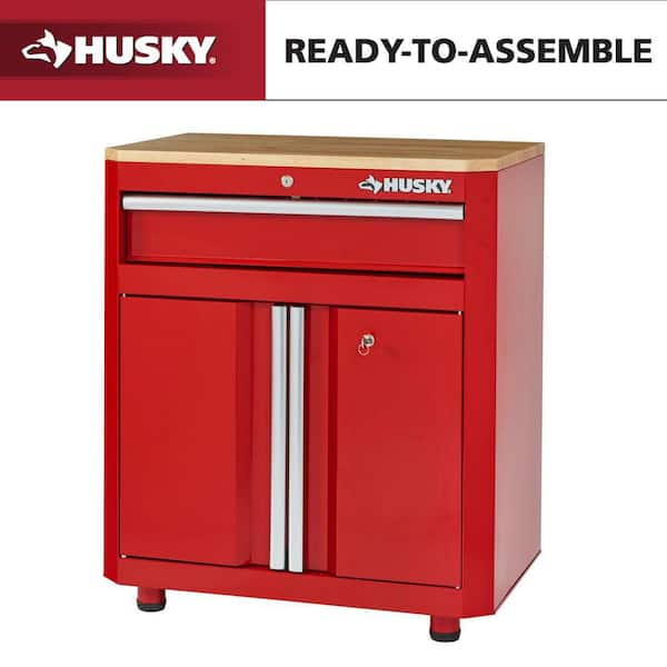 Ready-to-Assemble 24-Gauge Steel 1-Drawer 2-Door Garage Base Cabinet in Red (28 in. W x 32.8 in. H x 18.3 in. D)