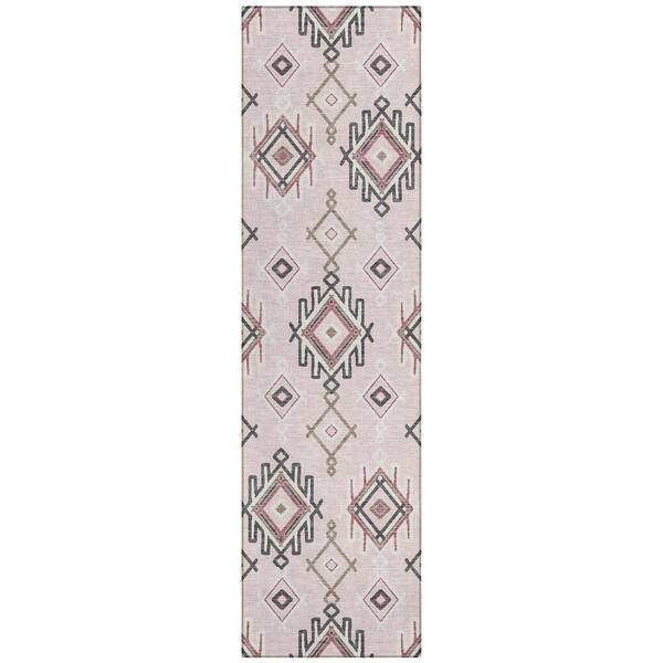 Chantille Machine Washable Indoor/Outdoor Abstract ACN3042 Pink 2 ft. x 7 ft. Runner Rug