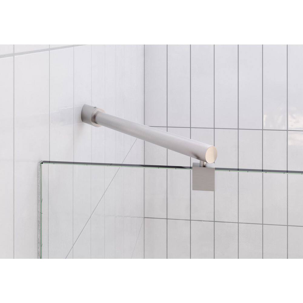 78" Frameless Clear Glass Shower Door with Brushed Nickel Hardware