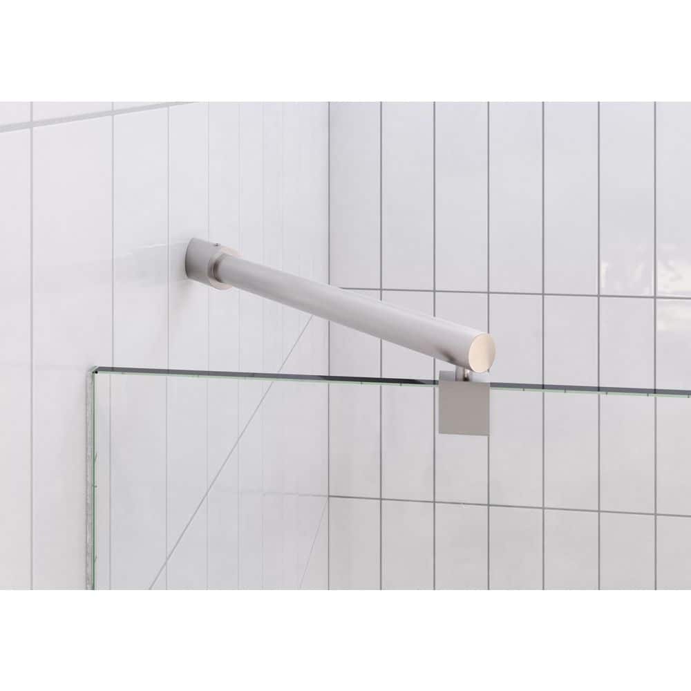 Halo 78'' x 34'' Brushed Nickel Frameless Glass Hinge Shower Door