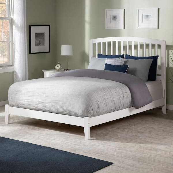 AFI Richmond White Queen Solid Wood Frame Low Profile Platform Bed with Attachable USB Device Charger