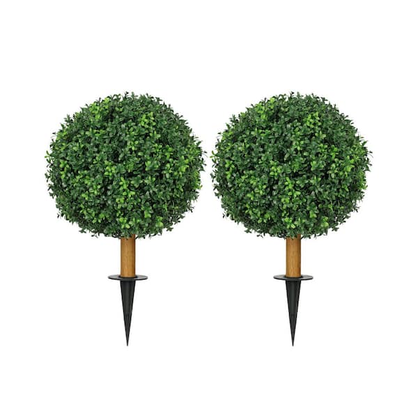 15.74 in Artificial Boxwood Topiary Ball Tree UV Resistant Outdoor