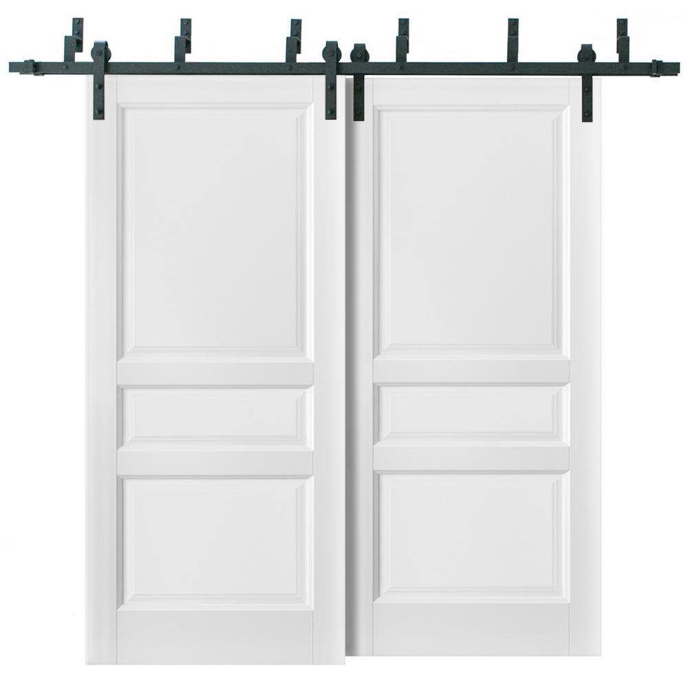 36 in. x 96 in. 2 Panel White Solid Wood Sliding Barn Door with Hardware Kit price history on PriceWatchPro