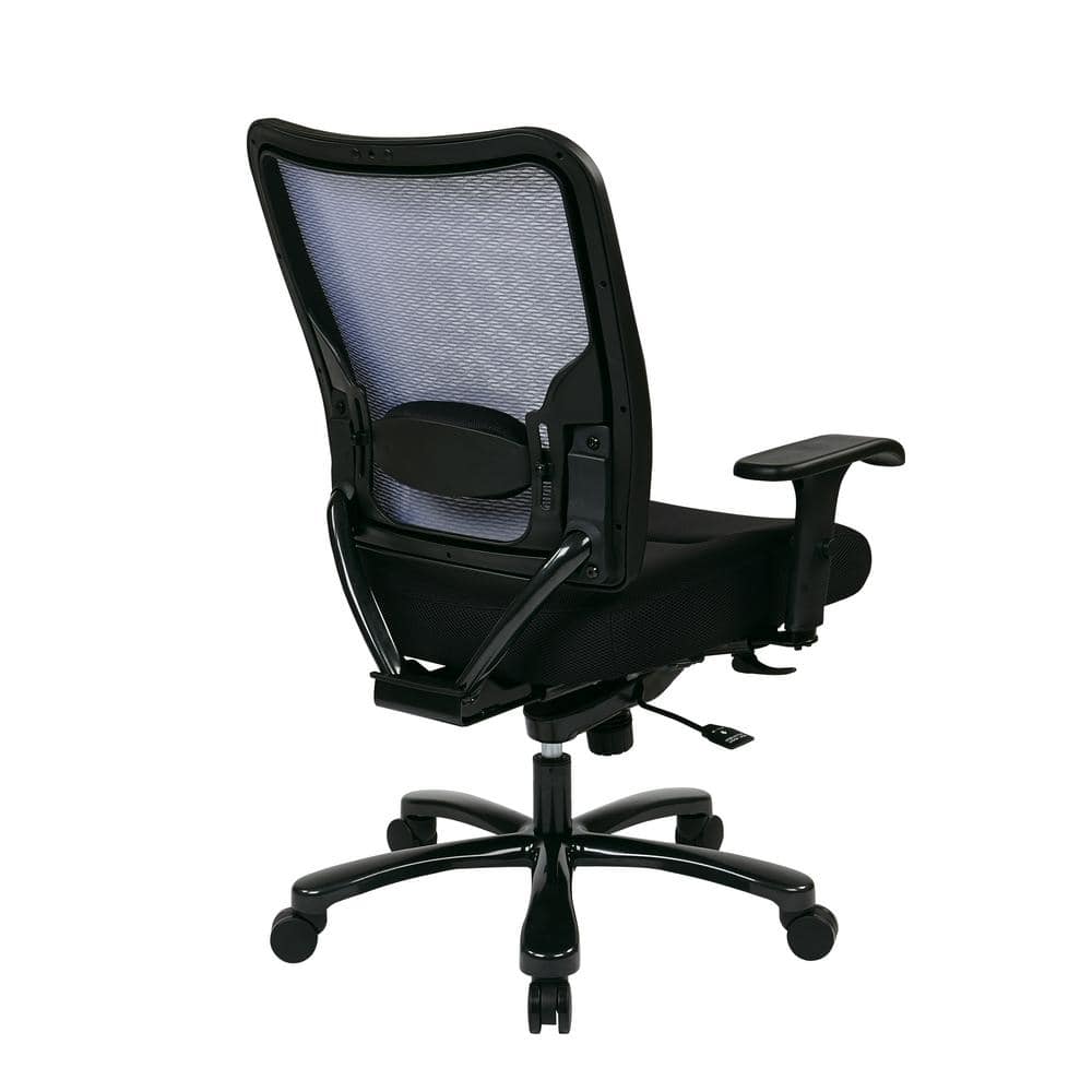 Black Mesh and Leather Executive Swivel Chair with Adjustable Arms