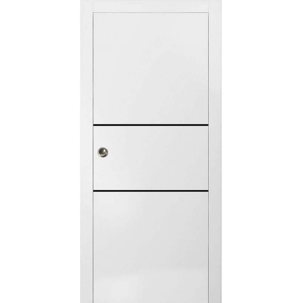 Assemble Required 42 in. x 96 in. 1-Panel White Finished Solid Wood with Honeycomb Sliding Door with Hardware price history on PriceWatchPro