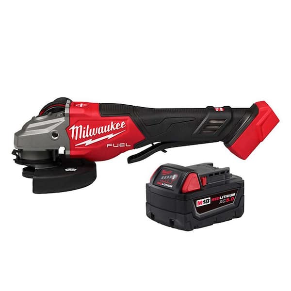 Milwaukee M18 FUEL 18V Lith-Ion Brushless Cordless 4-1/2 in. /6 in. Braking Grinder with Paddle Switch w/ (1) 5.0 Ah Battery