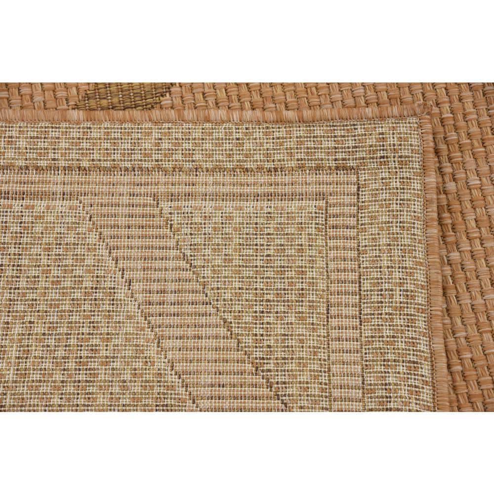 Light Brown Synthetic Reversible Rectangular Area Rug