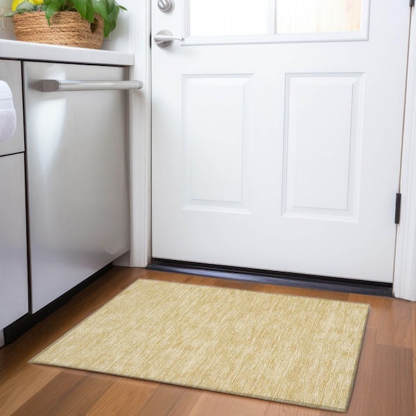 Mayfield Premium Machine Washable Abstract AMF1057 Gold 2 ft. x 3 ft. Area Rug