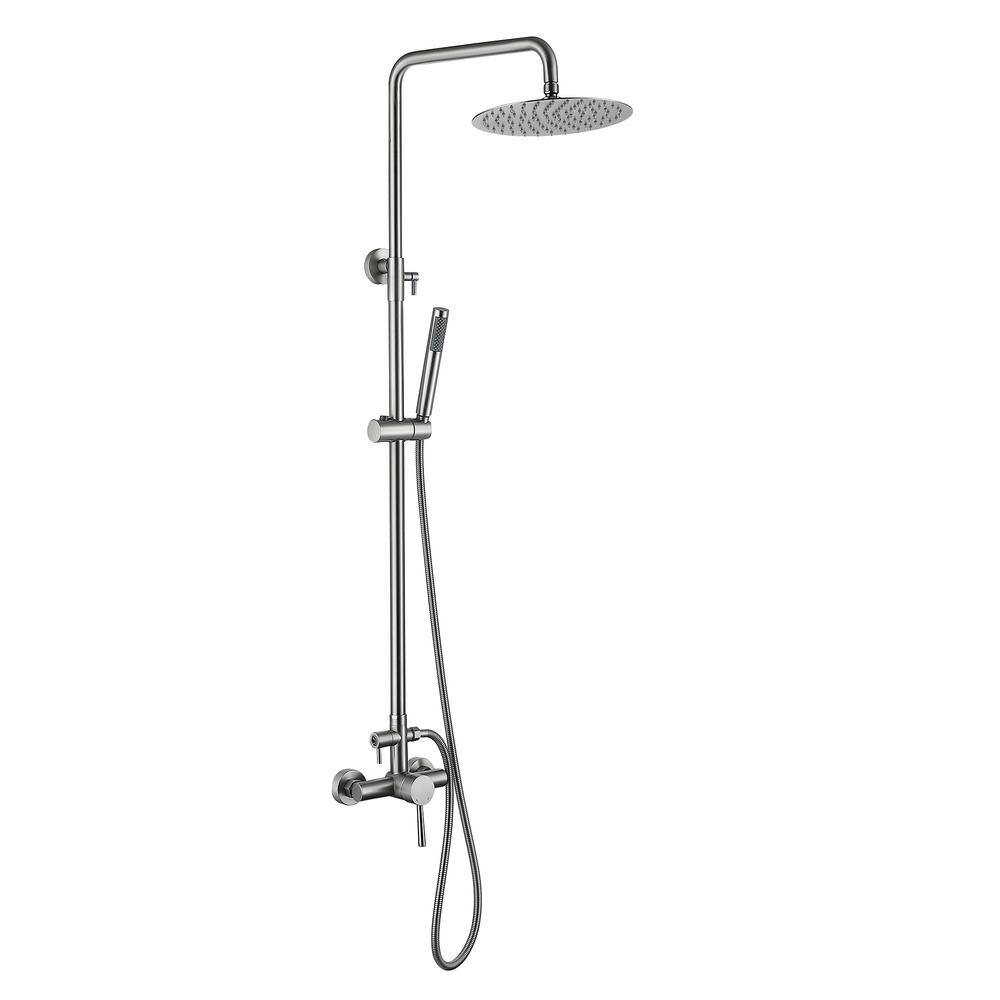 Tomfaucet 2Spray Wall Bar Shower Kit with Hand Shower in Brushed