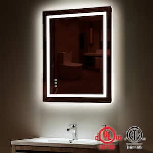 28 in. W x 36 in. H Frameless Rectangular Anti-Fog LED Light Bathroom Vanity Mirror with Front Light