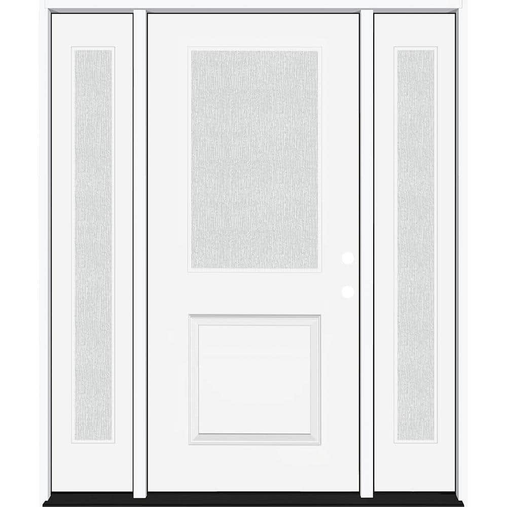 Legacy 64 in. x 80 in. 1/2 Lite Rain Glass LHIS Primed White Finish Fiberglass Prehung Front Door w/Dbl 12 in. SL price history on PriceWatchPro