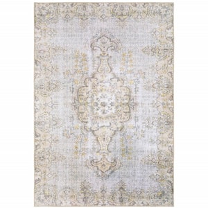 Grey and Gold 2 ft. x 3 ft. Oriental Area Rug