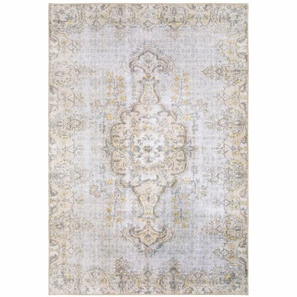 HomeRoots Grey and Gold 2 ft. x 3 ft. Oriental Area Rug