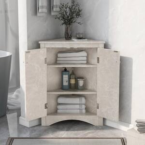 17.2 in. W x 17.2 in. D x 31.5 in. H White Linen Cabinet in White Marble with Adjustable Shelves