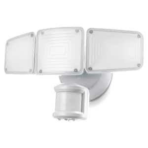 White Motion Activated Outdoor Integrated LED Triple-Head Ultrabright Flood Light