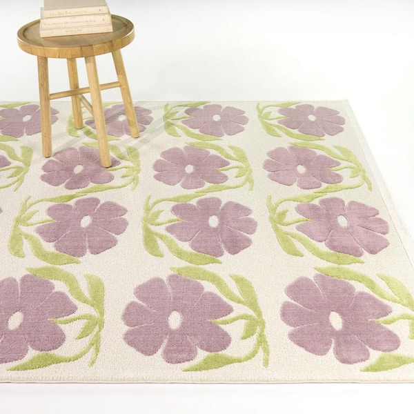 Juniper Lilac/Green 7 ft. 10 in. x 10 ft. Boho Floral Area Rug