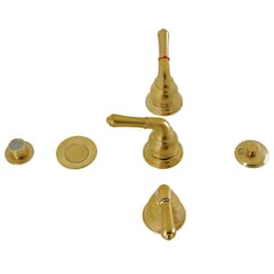 Magellan 3-Handle Bidet Faucet with Brass Pop-Up in Brushed Brass