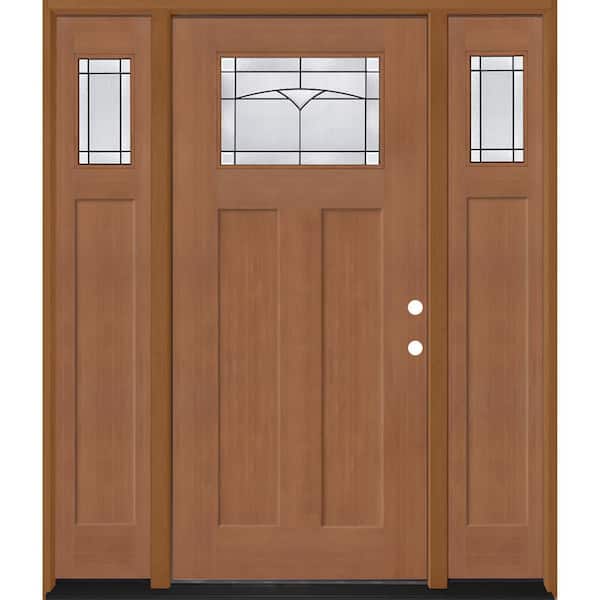 Regency 68 in. x 80 in. 1/4 TopL Horizon Glass LHIS AutumnWht Fir Fiberglass Prehung Front Door w/14in-1/4Top SLs 4-9/16