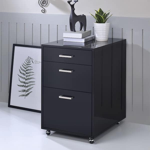 Acme Furniture Coleen Black High Gloss & Chrome Wood 22 in. Vertical ...