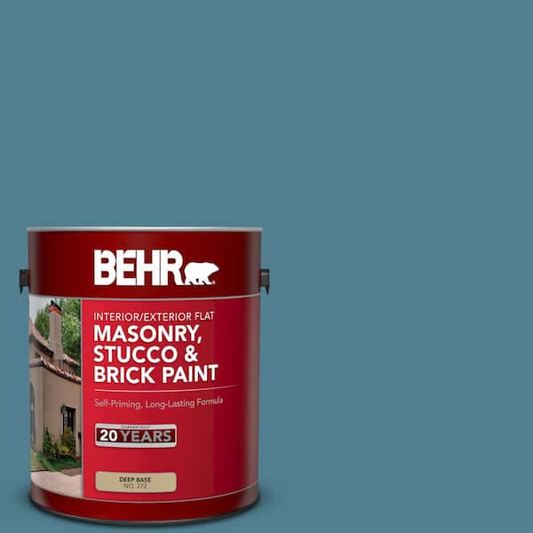 BEHR 1 gal. #BXC-36 Aegean Blue Flat Interior/Exterior Masonry, Stucco and Brick Paint